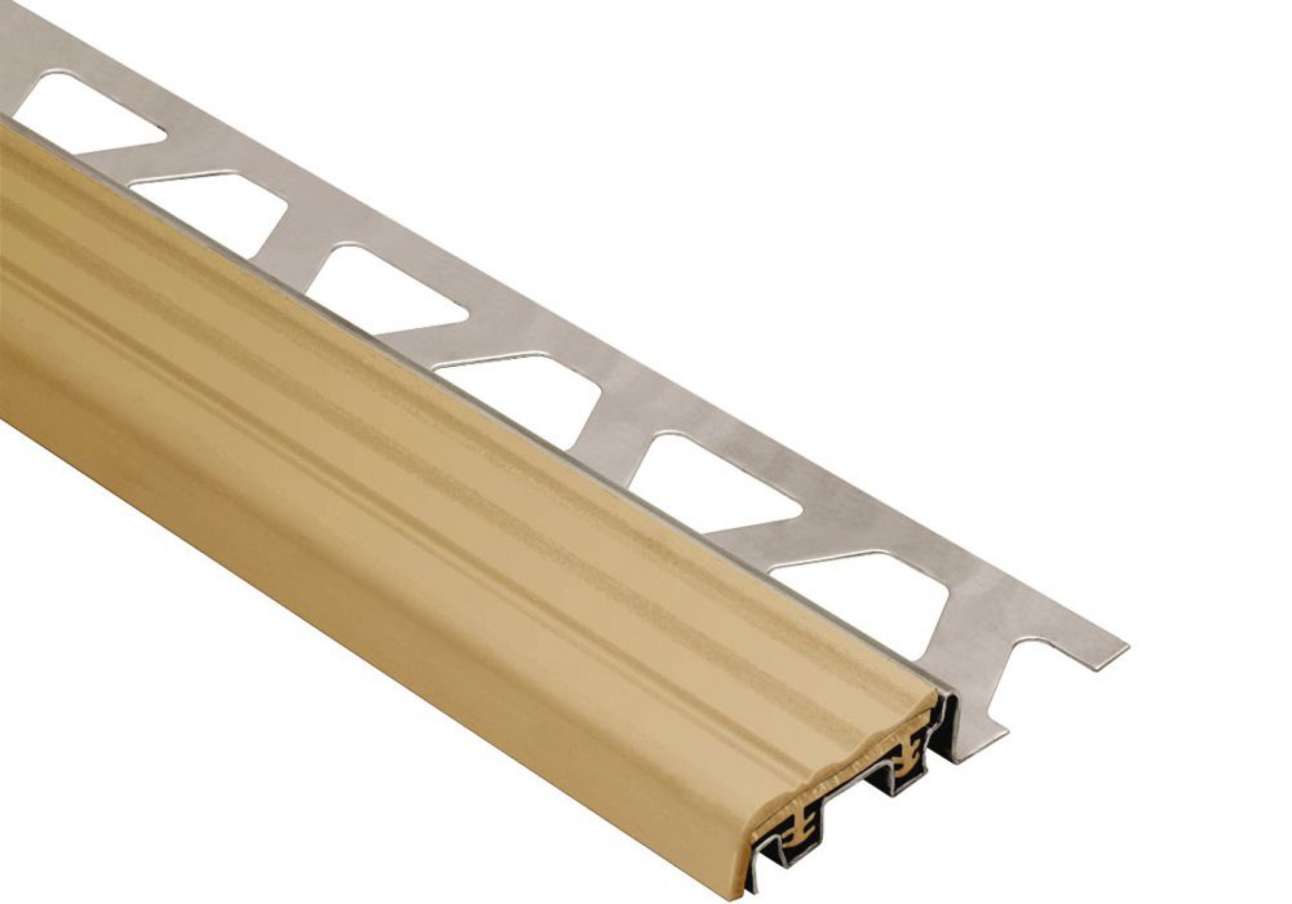 Schluter Trep-Se 3/8" Inox 1-1/32" Insert Beige Cl HB10SE