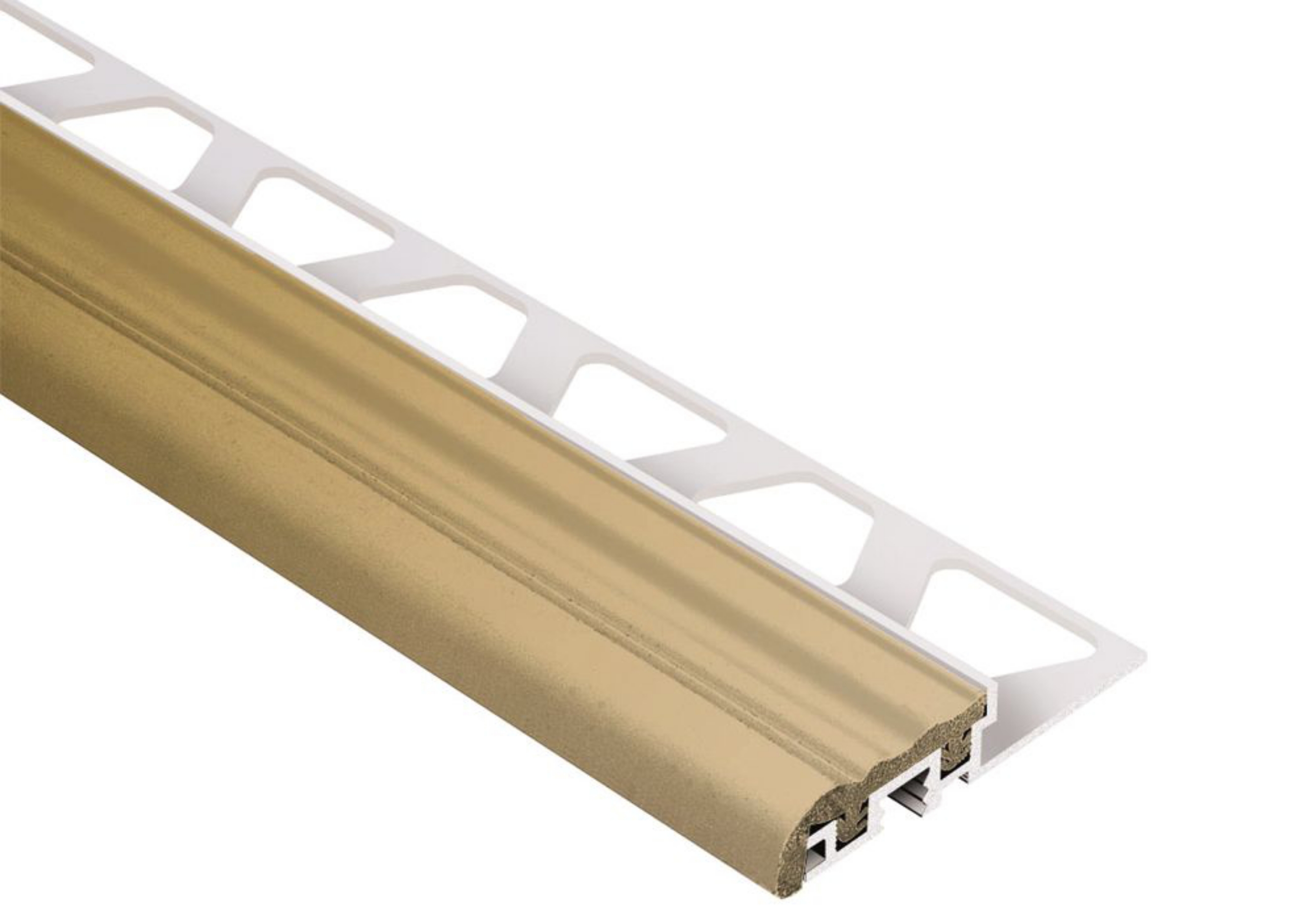 Schluter Trep-S 1/2" Alum 1-1/32" Insert Beige Cl 4' 11" HB12S/150