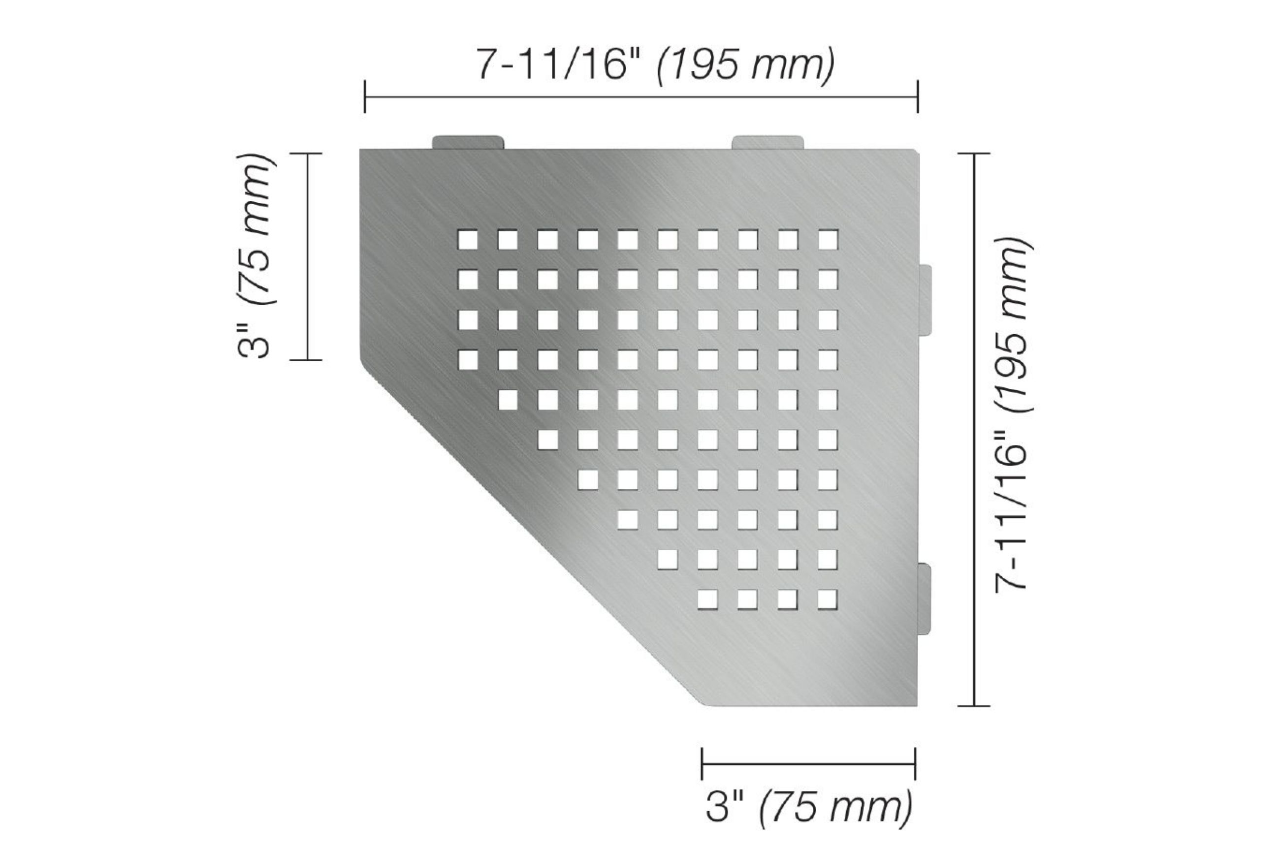 Schluter Shelf Pentagone Coin Square Inox Brossé SES2D3EB