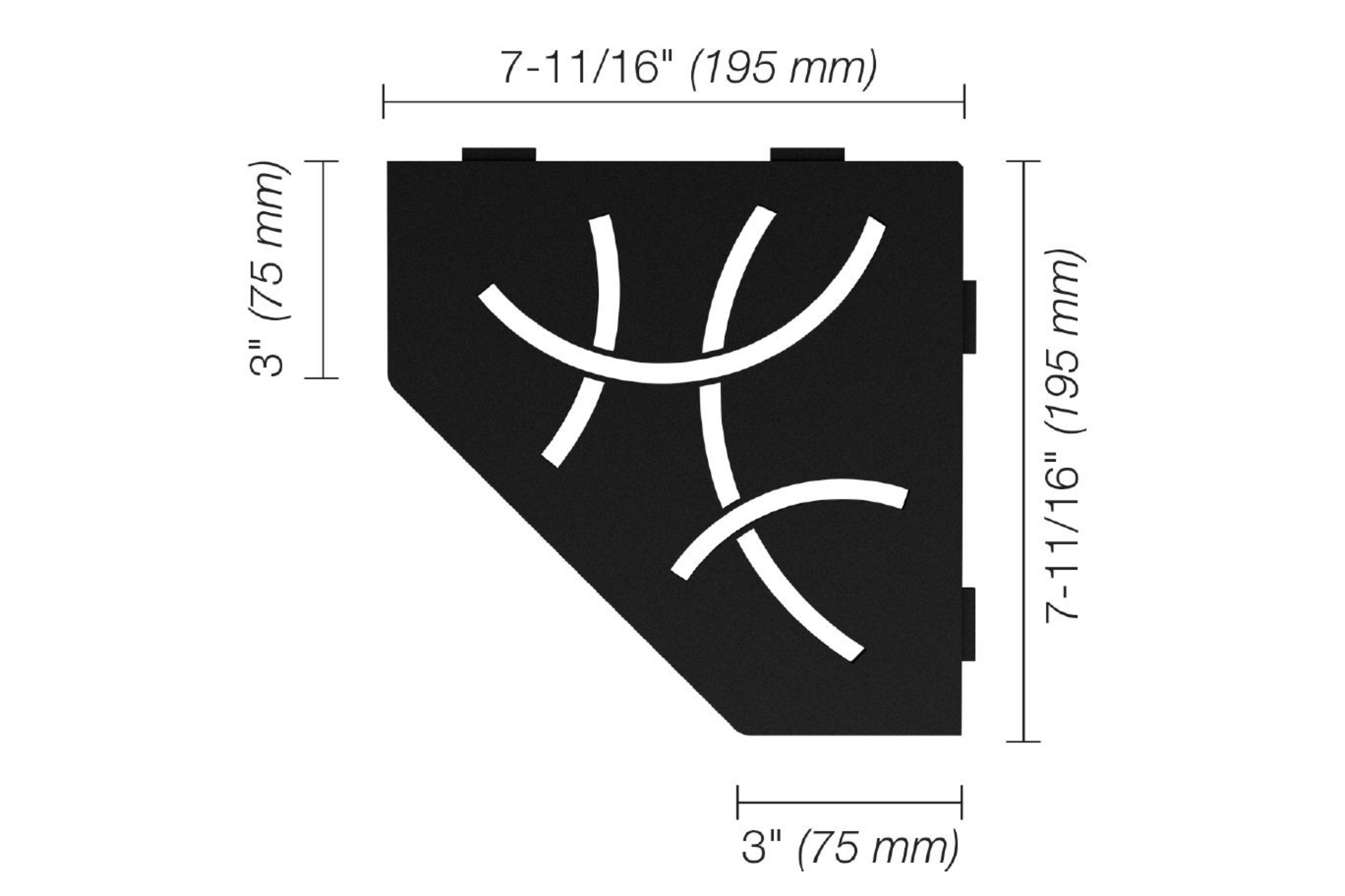 Schluter Shelf Pentagone Coin Curve Noir Mat SES2D6MGS