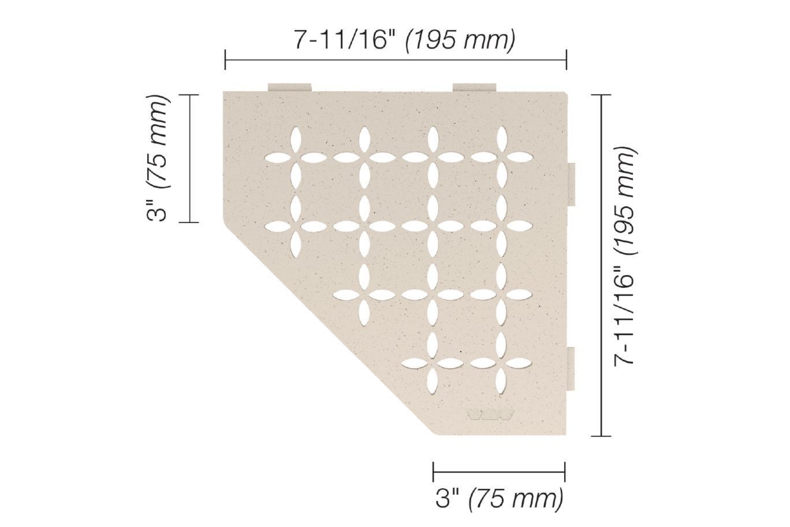 Schluter Shelf-E Pentagone Coin Floral Ivoire SES2D5TSI